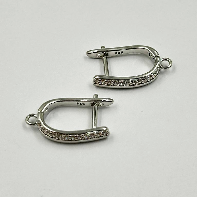 Швензы с  фианитами цвет серебро размер 17*3мм