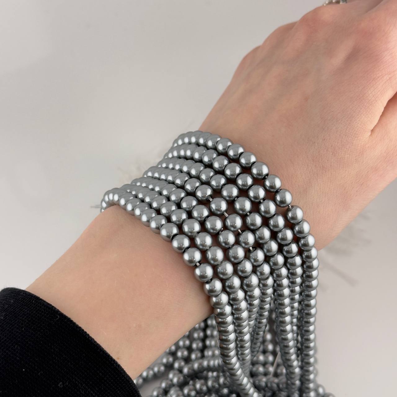 Бусины жемчуг Майорка качество Люкс цвет серебро размеры 2-16мм