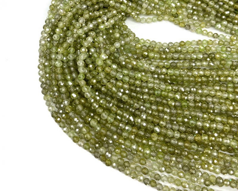 Бусины Циркон натуральный ювелирной огранки размер 3мм цвет зеленый Зеленый
