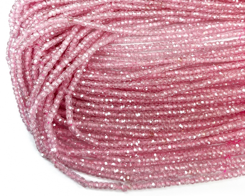 Бусины Циркон натуральный рондель ювелирной огранки размер 2*3мм цвет розовый Розовый