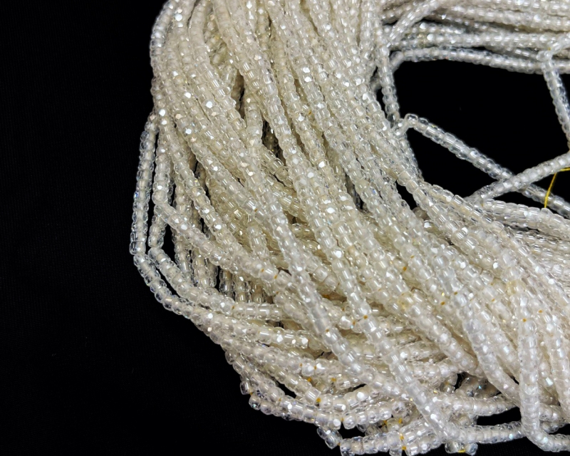 Бусины Циркон натуральный рондель ювелирной огранки размер 2*3мм цвет айвори Белый