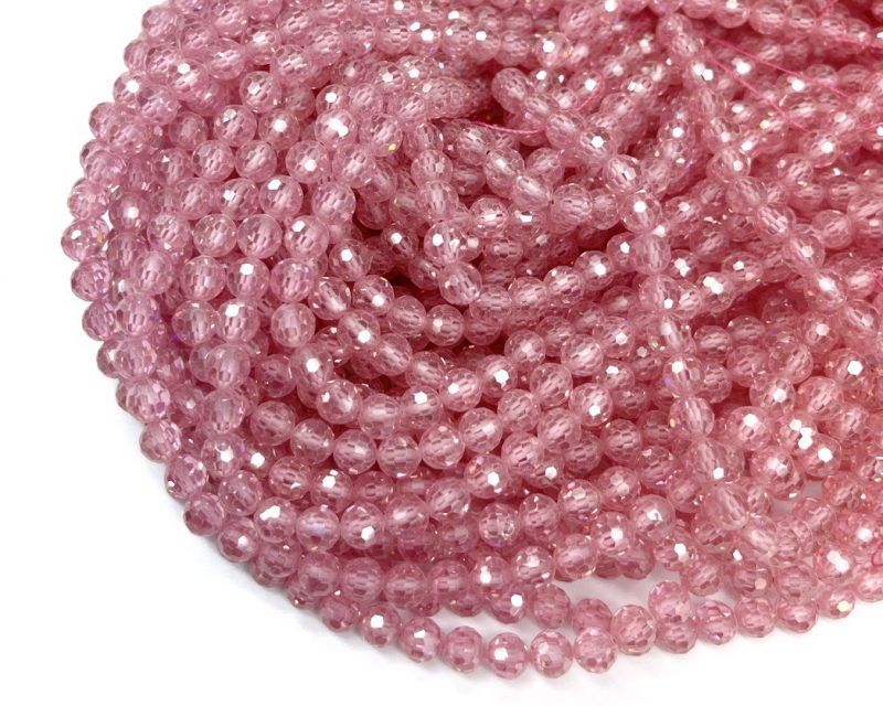 Бусины Циркон натуральный рондель ювелирной огранки размер 6мм цвет розовый Розовый