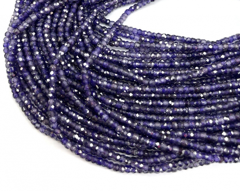 Бусины Циркон натуральный рондель ювелирной огранки размер 2*3мм цвет фиолетовый Фиолетовый