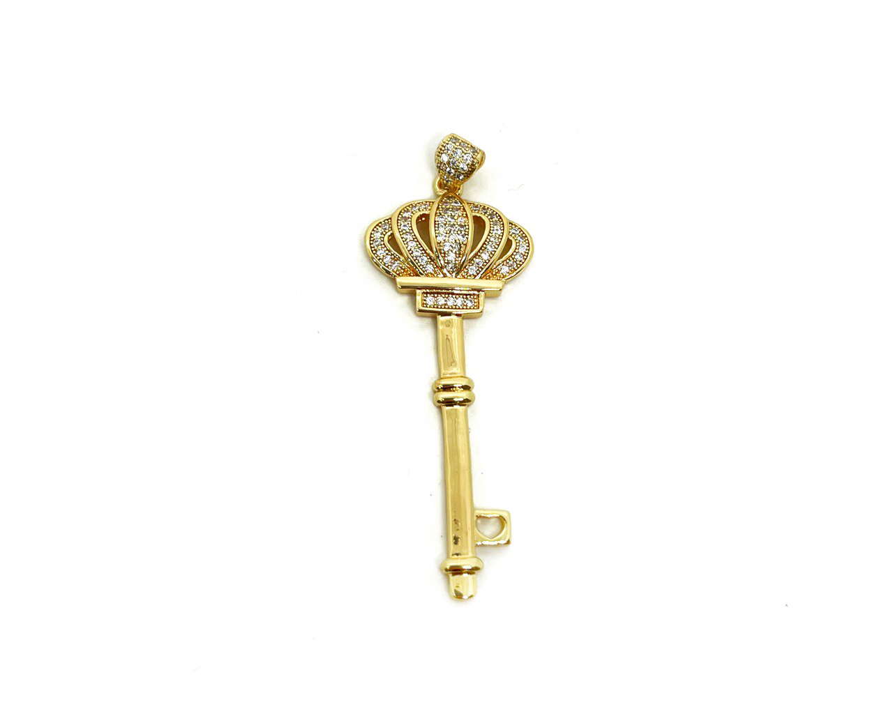 Подвеска Ключ большой с фианитами цвет золото размер 46*19мм Золотой