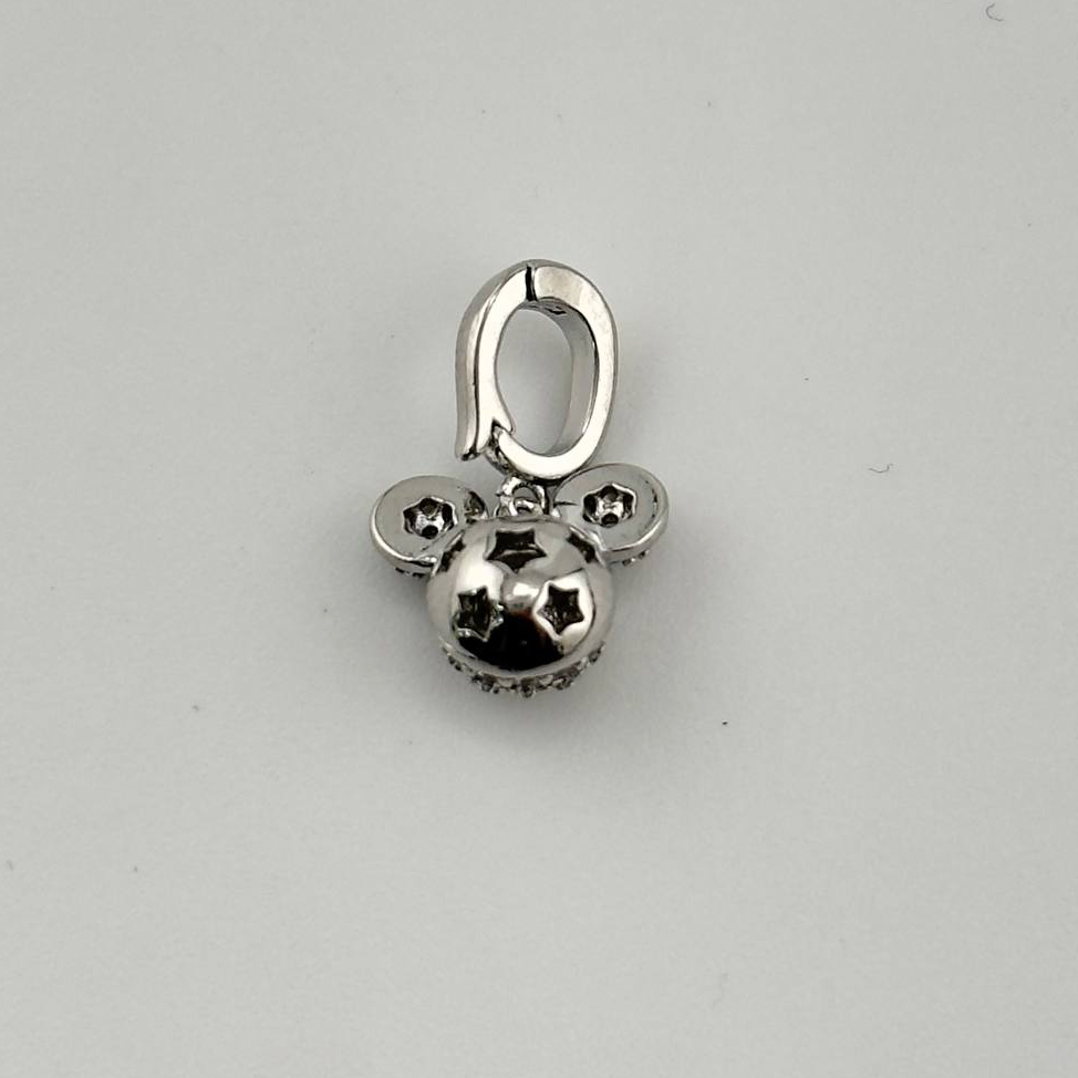 Подвеска микки маус размер 7*10,7мм+10мм бейл цвет серебро